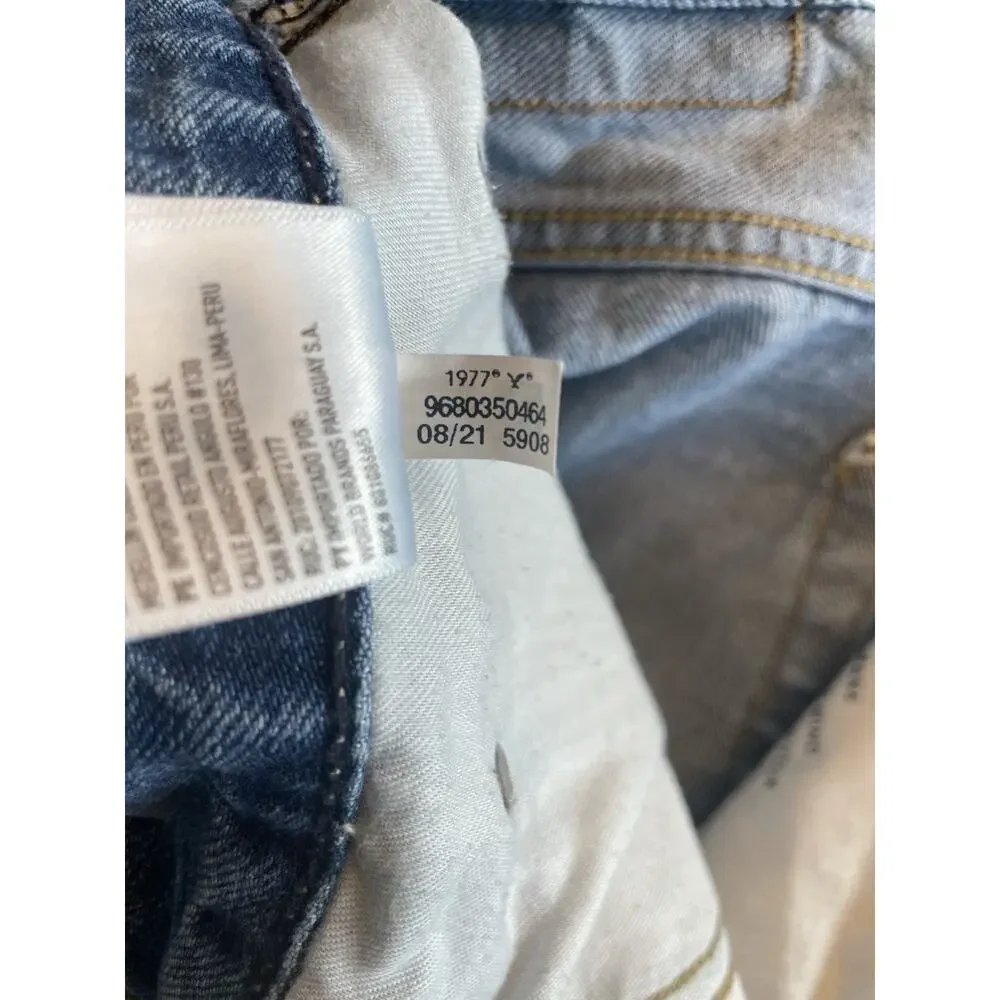 Men's AE American Eagle Blue Jeans Relaxed Straight Size 36x34 Faded Mid Rise